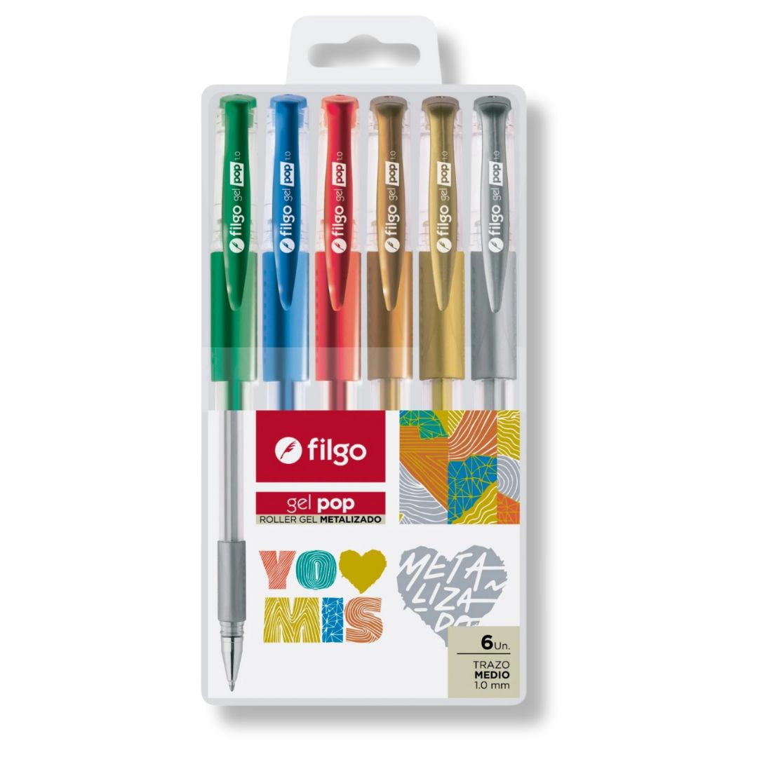 Roller Gel Pop Metalizado Estuche 6