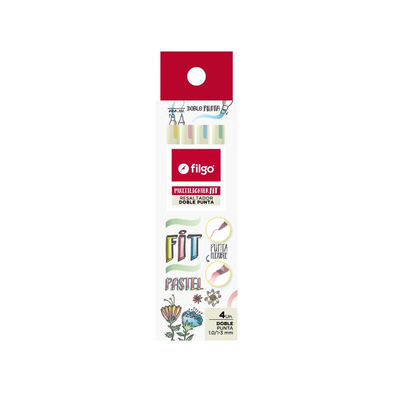 Destacador Doble Punta Multi Lighter FIT Pastel Estuche 4 un