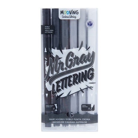 Marcadores Doble Punta Pincel Mr Gray Lettering Estuche 6 un Mooving