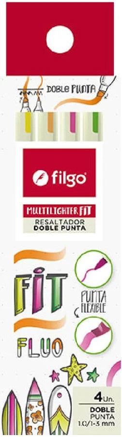 Destacador Doble Punta Multi Lighter FIT Fluo Estuche 4 un